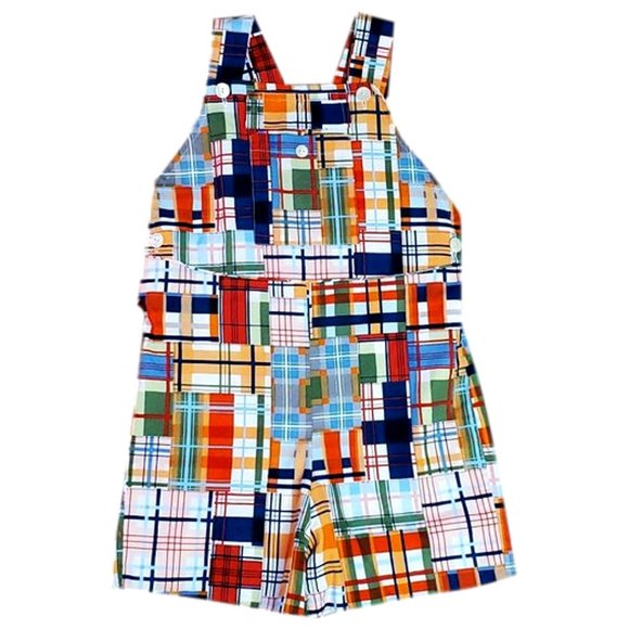 RedBeans Plaid Jumper Size 3 with Front Pocket, Snap Buttons (Bottom) - Picture 2 of 5